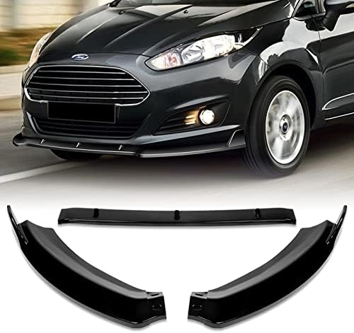 3PCS Front Bumper Lip Kit fit for compatible with 2014-2019 Ford Fiesta, STP-Style Splitter Trim Protection Spoiler, Air-Dam-Chin-Diffuser (Painted Black)