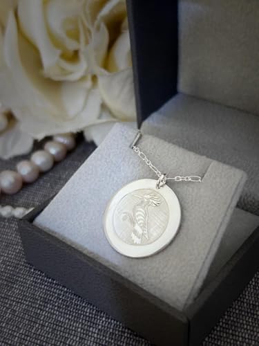 Collier disque argent 925 médaillon gravé oiseaux avec chaîne 45 cm LKBEADS - 3