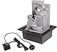 Dyna-Living Weißes Licht LED Zimmerbrunnen, Wohnzimmer Schreibtisch Brunnendekoration mit Beleuchtung, Kunstharz, 17 x 22 x 25 cm