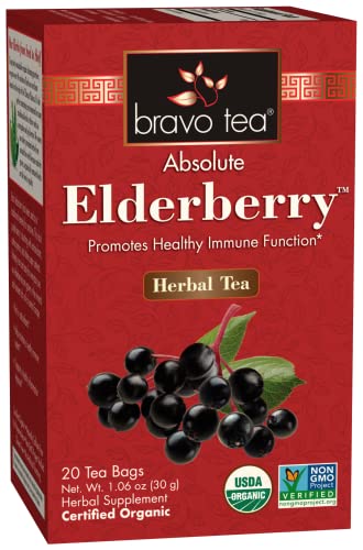 Bravo Tea Absolute Elderberry Herbal Tea Caffeine Free, 20 Tea Bags