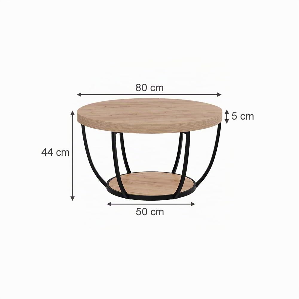 Vicco Couchtisch Arvina, Goldkraft Eiche, 80 x 80 cm | mit Ablagefach unter der Tischplatte zur Aufbewahrung