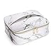 HOYOFO Travel Makeup Bag for Women Girls Large Cosmetic Bags with Handle Marble Makeup Organizer Case with Adjustable Dividers Beauty Bag Waterproof Toiletry Bag, White