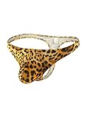 DIDK String Tanga Herren Unterwäsche mit Leopardmuster Männer Slips G-Strings Low-Rise String-Tangas Gelb M