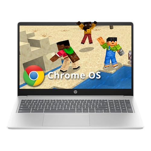 Image of HP 15.6 inch HD Anti-Glare Chromebook Laptop, Intel Pentium N200, 8GB LPDDR5, 64GB eMMC, Intel UHD Graphics, Num Pad, 720p Camera, Wi-Fi 6, Chrome OS, Silver (Renewed)