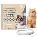 Inpumo Collar Antiparasitario Gatos, Impermeable Collar Antipulgas Gatos Natural, Protección 12 Meses, Ajustable 48 cm Seguro y Cómodo para Todo Tipo de Gatos (48CM)