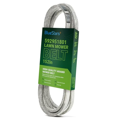 Image of BlueStars 592951801 Deck Belt | Heavy-Duty Aramid Cord Belt | 1 /2 inch x 152'' | Deck Belt for 54-inch Deck Husqvarna Z254F Zero-Turn Mowers RedMax RZT54 Zero Turn 54 inch Deck Mowers - Replaces 582236401