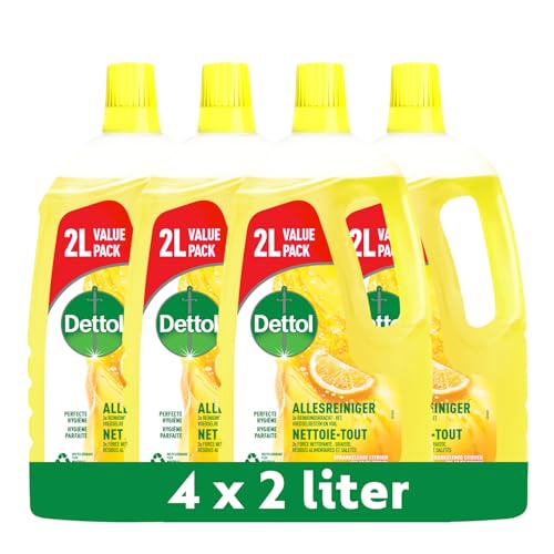 Dettol Allesreiniger - Sprankelende Citroen - 2L - 4 x 2 Liter - Grootverpakking