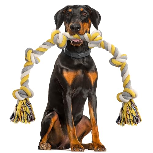 XXL-6-Knot-Dog-Rope-Toy-for-Large-Dogs-Aggressive-Chewers-40in-Long-Heavy-Duty-Rope-Toy-Almost-Indestructible-Dog-Tug-Toy-Puppy-Cotton - Cucciolini Doodles   XXL-6-Knot-Dog-Rope-Toy-for-Large-Dogs-Aggressive-Chewers-40in-Long-Heavy-Duty-Rope-Toy-Almost-Indestructible-Dog-Tug-Toy-Puppy-Cotton