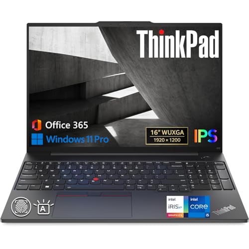 Image of Lenovo ThinkPad AI Laptop, 16 inch WUXGA IPS Display, 13th Gen Intel Core i5-1335U(>i7-1255U), 16GB RAM, 1TGB SSD, Backlit KB, Fingerprint Reader, Ethernet Port, Win 11 Pro, MS 365 Web Access