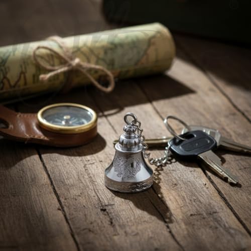 Image of OTTAVO Guardian Bell Keychain, Oxidized Copper, Tibetan Style, 5 cm Height, Good Luck Charm