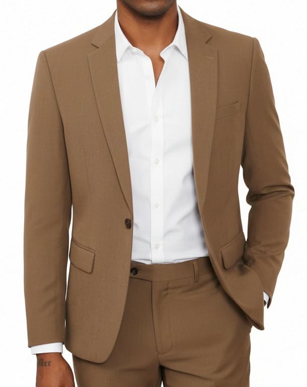 Mens Blazer Regular Fit Suit Jacket One Button Business Casual Sport Coats