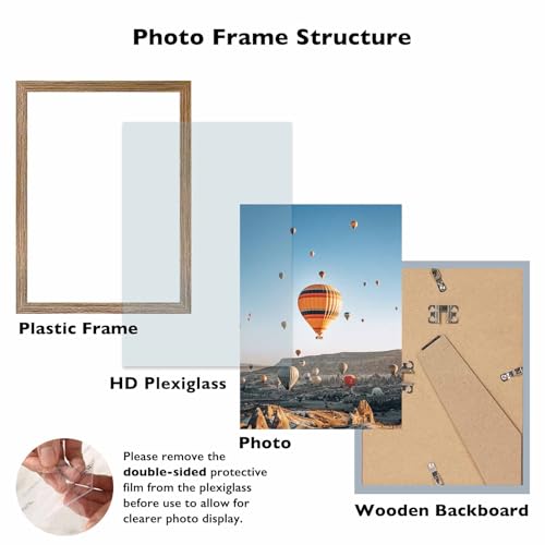 Image of 8.3x11.7 A4 Picture Frame Rustic Brown for Wall Hanging or Tabletop, Wall Mounting Horizontally or Vertically, A4 Frame 8.3 x 11.7 Wall Gallery Poster Photo Frame with Shatter Resistant Plexiglass, Rustic Brown