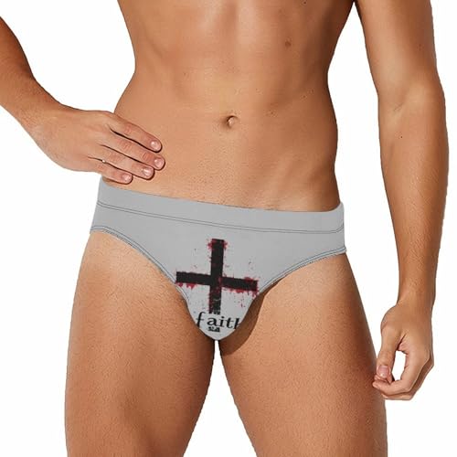 Faith Crosses Mens Swim Briefs Quick Dry Triangle Trunks Swimsuit Swimming Bikini Swimwear