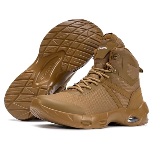 Image of Military Tactical Boots Men Wide Waterproof 6 Inches Lightweight Durable Side-Zip Combat Boots Work Hiking Non Slip Boots