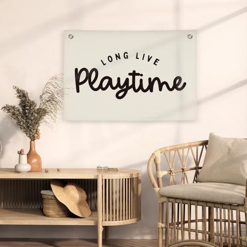 Image of Playroom Decor,Long Live Playtime Linen Hanging Banner Flag Decor for Nursery Playroom Toddler Kids Room Decor, Classroom Decorations,Classroom Must Haves 30x20 playtime