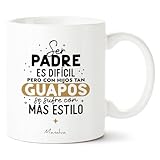 Manahia - Taza Papá Divertida Ser padre es difícil, pero con hijos tan guapos... | Regalo Original Padre, Humor Hijos - Idea Sorpresa Día del Padre, Cumpleaños | Caja Regalo Kraft