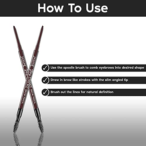 Image of JAQULINE USA Pro Stroke Eyebrow Pencil | Waterproof & Smudge-Proof | One Swipe Application | Natural & Long-Lasting Finish | For Denser, Fuller Eyebrows | Easy to Use | Cruelty-Free | Brown, 0.35g