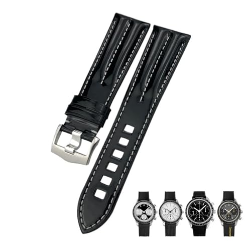 Bracelet de montre en cuir noir 20mm parfait au bureau comme en soirée