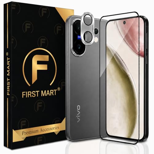 Image of FIRST MART Tempered Glass for Vivo X200 FE 5G with Silver Camera Ring Guard & Installation Kit | HD Clear Edge-to-Edge Screen Protector, Scratch Resistant, Case-Friendly | Pack of 1