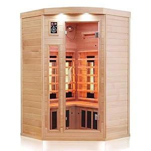Dewello Infrarotkabine Infrarotsauna LAKEFIELD 120cm x 120cm für 1-2 Personen aus Hemlock Holz mit Vollspektrumstrahler…