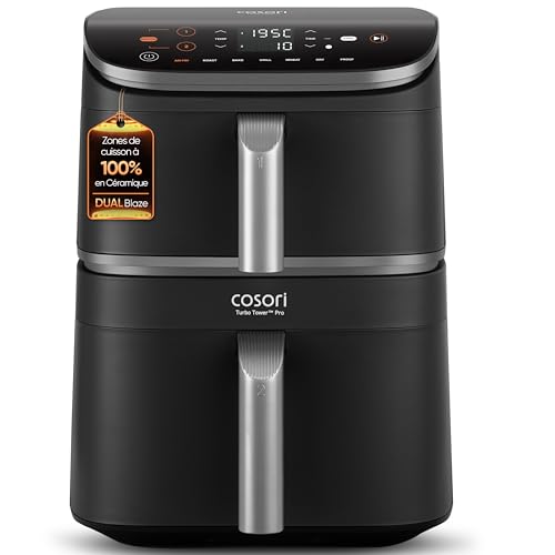 COSORI Air Fryer 10.8L Turbo Tower Pro,Friteuse sans huile avec 100% en Céramique, Double Stack,...