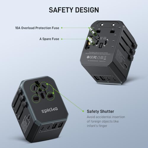 Image of EPICKA Universal Travel Adapter with 1AC /3 USB-C /2 USB-A Ports