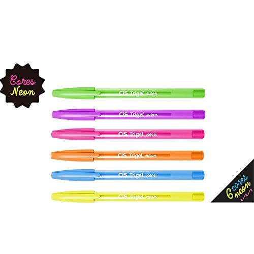 Caneta gel 1.00 mm Trigel 57.6500 com 6 cores Neon Cis
