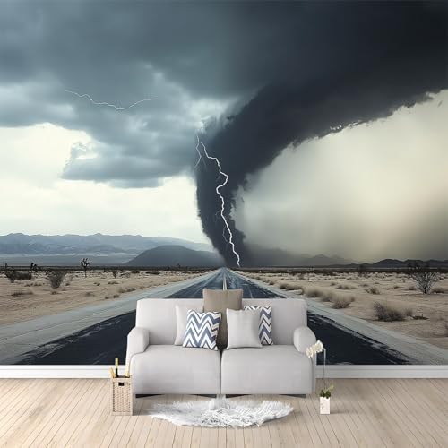 Papel tapiz 250 x 175 cm Papel tapiz no tejido para dormitorio sala de estar habitación de niños decoración pared moderna Moderno Tornado En La Carretera patrón foto papel tapiz Gris mural