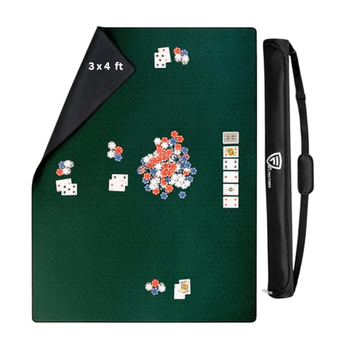 Feltectors Board Game Mat 36 x 48 in, Mahjong Mat for Table with Carrying Bag, Neoprene Playmat, Table Cover for Board Games, Tile, Poker, RPG and Dominoes - Green