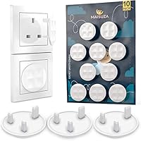 Plug Socket Coverts UK, Pack10 Premium Baby Safety Socket Protector -Tight Grip 3 Pin White Baby Plug Covers, Perfect for Child Safety at Home & School