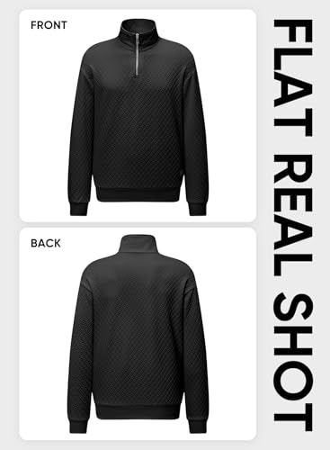 Jmierr Mens Waffle Sweatshirt Casual Long Sleeve Outdoor Stand Collar Quarter Zip Fall Pullovers Sweaters thumb #4