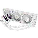 Thermalright Hyper Vision 360 UB ARGB ホワイト水冷CPUクーラー、360mm仕様水冷、3 つの高性能ファンを一列に並べ、2150RPM速度、3.95インチ磁気大画面-コールドヘッド、480x480解像度画質、AMD AM4/AM5、Intel LGA1851/1700/1200/115X/2011に対応