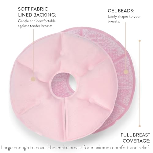 Image of Hot & Cold Breast Ice Packs, 2 Reusable Gel Breast Therapy Packs | Breastfeeding Essentials, Works with Most Pumps, Plush Fabric Side, Helps Relieve Engorgement and Encourage Flow
