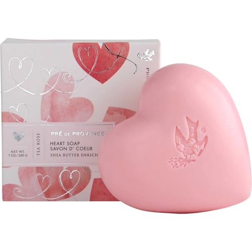 Pre de Provence Heart Shaped Gift Soap, 200 Gram, Tea Rose, (6282)