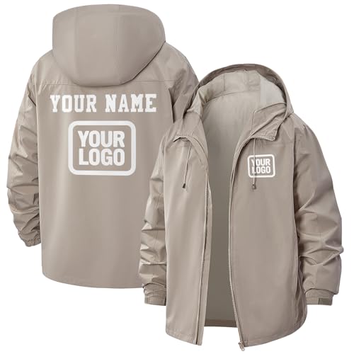 Tailorly Custom Windbreaker Jacket for Men & Women & Youth- Waterproof Lightweight Personalized Hooded Coat for Outdoor