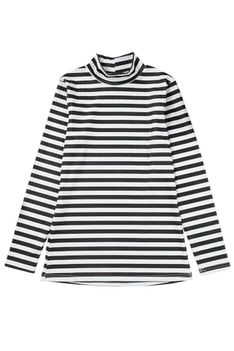 Image of Melliflo Womens Long Sleeve Mock Neck Striped Shirt Casual Cute Color Block Knit Tops Trendy Fall Fitted Basic Outfits