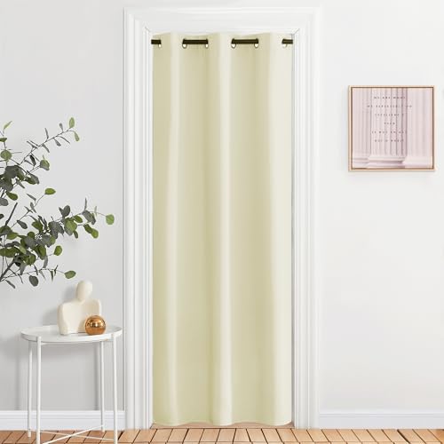 Image of NICETOWN Door Curtain for Doorway Privacy, Curtains 80 Inch Length, Room Divider Curtain Cover, Blackout Temporary Insulated Closet Curtain for Bedroom Closet (1 Panel, 6.7ft Tall x 2.8ft Wide, Beige)