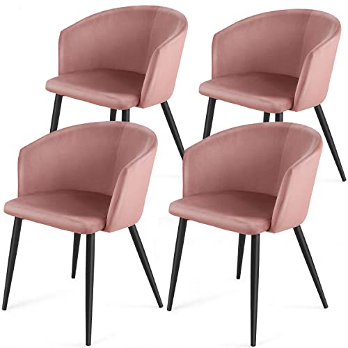 Esszimmerstühle Dusty Pink,UR LIVESONG 4er Set Küchenstühle Wohnzimmerstuhl Polsterstuhl Design Stuhl Cover