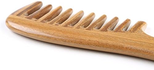 Green Sandalwood Comb, Wooden Wide Tooth Comb for Curls No Static Handmade Hair Comb Quality Wooden Curls Comb for Women (Wide-Tooth Comb)