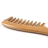 Kamm aus grünem Sandelholz, breite Zahnung, kein statischer handgefertigter Kamm, hochwertiger Holzlockenkamm (breiter Zahn)