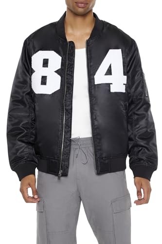 Forever 21 Men's 84 Chenille Patch Bomber Jacket