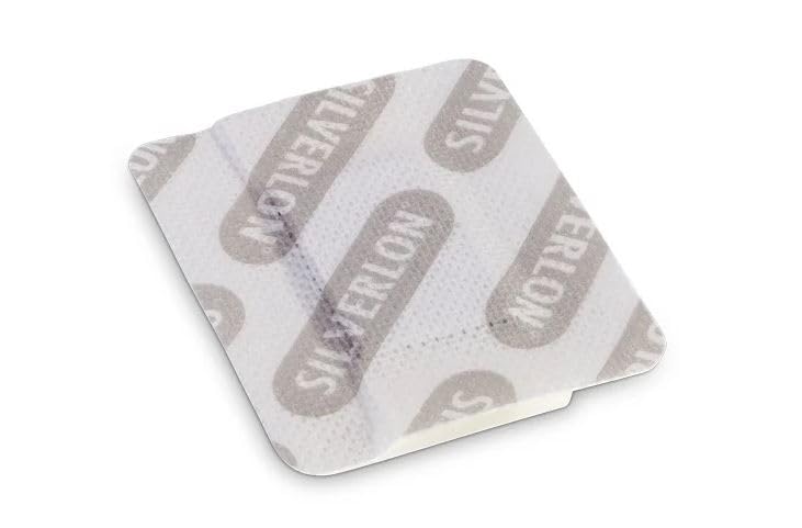 Silverlon Island Wound Dressings - Multi-Layer, Sterile, Non-Adherent - Silver-Plated Dressings for Wound Care and Injuries - 2" x 3" (1" x 2" pad), 5 Pack