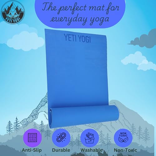 Image of Eva Yoga Mat for Exercise, Anti-Slip Workout Mat for Unisex, Durable & Comfortable Yoga Mats for Home, Gym, and Pilates (Blue, 6mm)