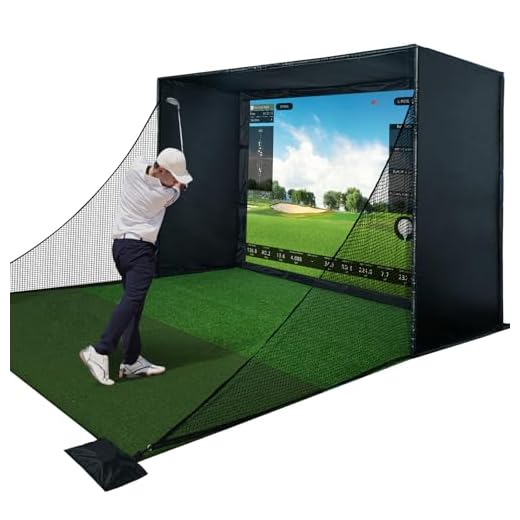 Golf Simulator Enclosure Kit with Premium HD Impact Screen, Full Safety Padding & Blackout Curtain, Home Golf Sim Setup Compatible with Launch Monitors, Indoor Cage Net Golfing Accessories (10 x 8 ft)