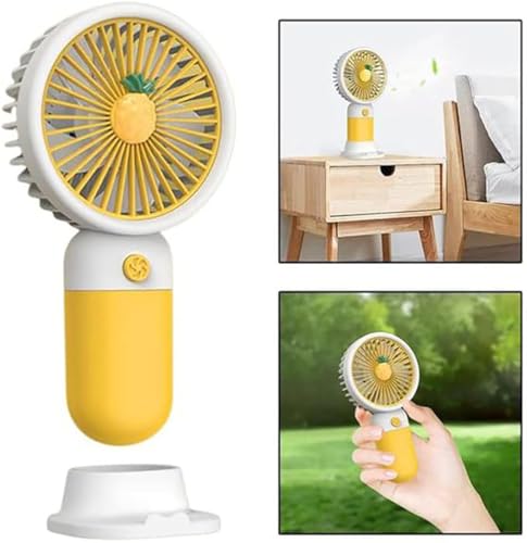 Image of MIRADH Mini Handheld Fan (Upto 6 Hours Running) Rechargeable 2000 Mah Battery Operated Portable Fan, Desk Fan, Carry It Anywhere (Yellow)