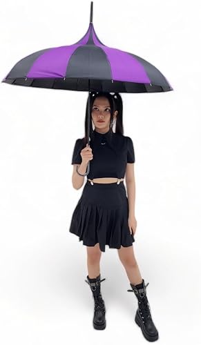 Miniatura 8 de Paraguas gótico de pagoda perfecto para lluvia o sol, ideal para vampiros, entusiastas del gótico y amantes del estilo único