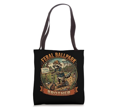 Raccoon and Scooter Feral Ballpark Brother Ballfield Sibling Tote Bag