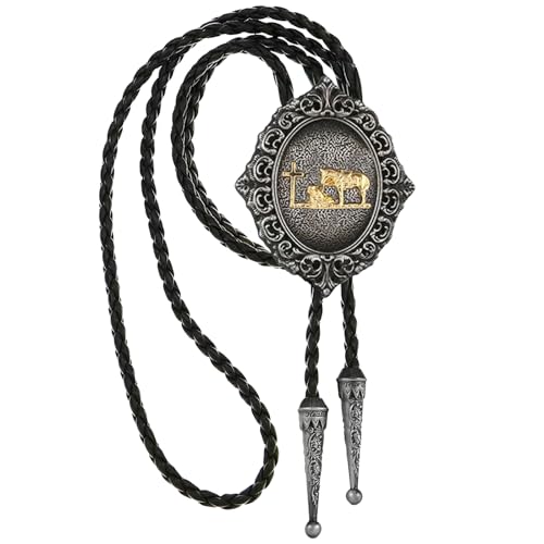 Image of HUABOLA CALYN Native American Bolo tie Rodeo Cowboy Leather Necktie Western Bolo ties for Men Women Necktie for Concert Fans