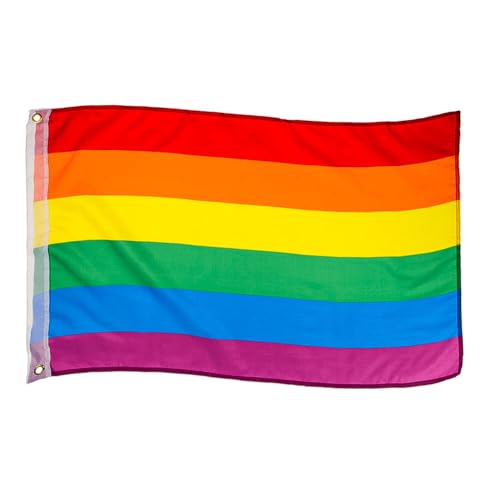 Murago - Regenbogen Fahne ca. 90x60 cm mit Metallösen - Pride LBGTQ Gay Lesben Schwulen Hiss Flagge klein ca. 60 x 90 cm Fanartikel Dekoration Garten wetterfest