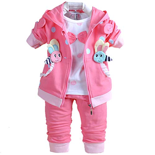 Yao 6M-4Y 3pcs Baby Girl Casual Hoodie Jacket Cotton T-Shirt Pants Sweater